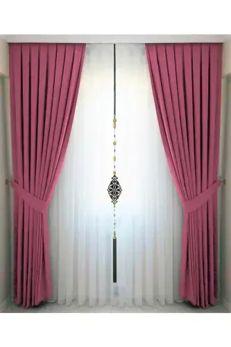 Rose Gold Pleated Velvet Curtain High Quality Single Panel-Rose Gold - 1