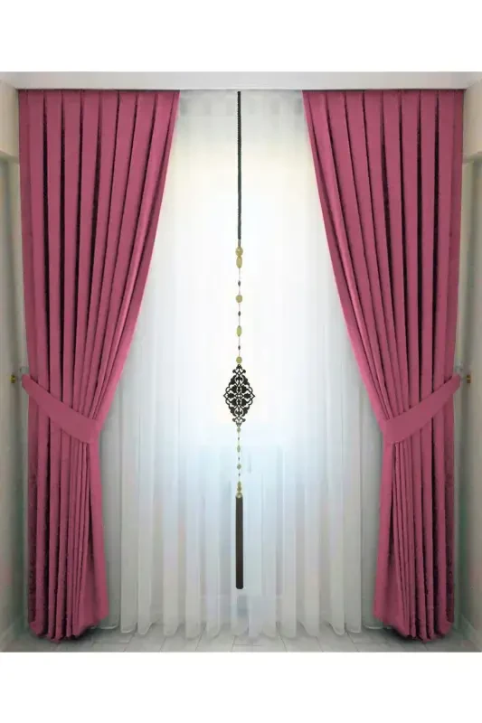 Rose Gold Pleated Velvet Curtain High Quality Single Panel-Rose Gold - 1