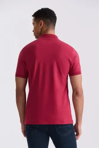Rose Pink Slim Fit Polo Neck T-Shirt - 4