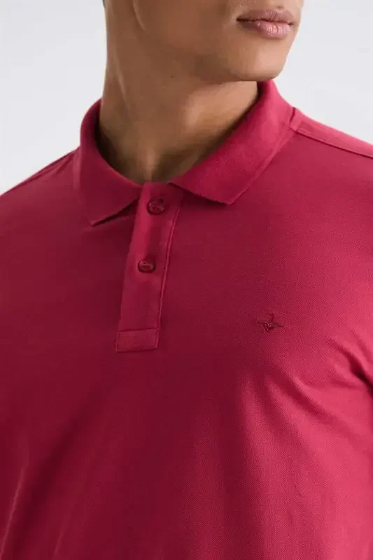 Rose Pink Slim Fit Polo Neck T-Shirt - 3