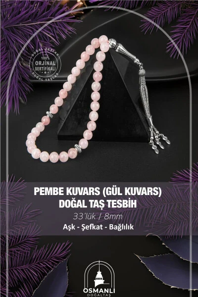 Rose Quartz Prayer Beads 33 - 8mm - OSMANLI DOĞAL TAŞ