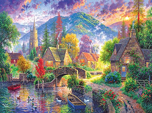 RoseArt - Abraham Hunter - Mountain Village - 1000 Piece Jigsaw Puzzle for Adults - 1