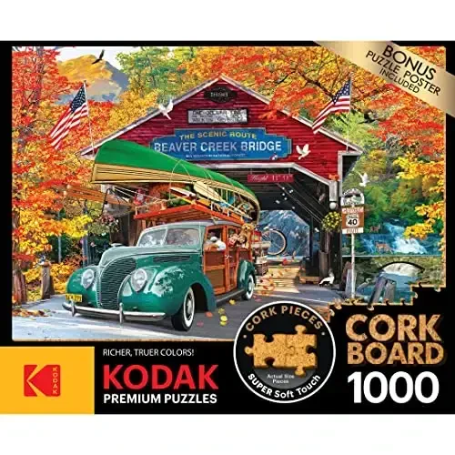 RoseArt - Kodak Premium Cork - Covered Bridge - 1000 Piece Jigsaw Puzzle for Adults - 4