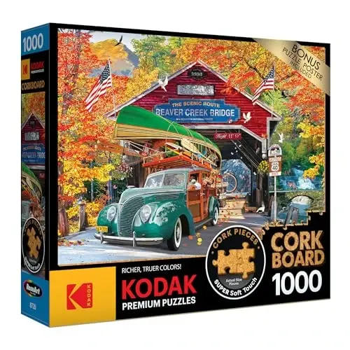 RoseArt - Kodak Premium Cork - Covered Bridge - 1000 Piece Jigsaw Puzzle for Adults - 2