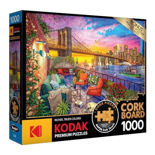 RoseArt - Kodak Premium Cork - Manhattan Balcony Sunset - 1000 Piece Jigsaw Puzzle for Adults - 2