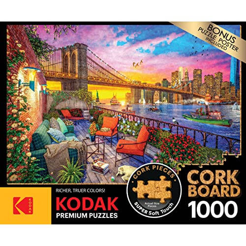 RoseArt - Kodak Premium Cork - Manhattan Balcony Sunset - 1000 Piece Jigsaw Puzzle for Adults - 4