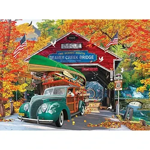 RoseArt - Kodak Premium Cork - Covered Bridge - 1000 Piece Jigsaw Puzzle for Adults - 1
