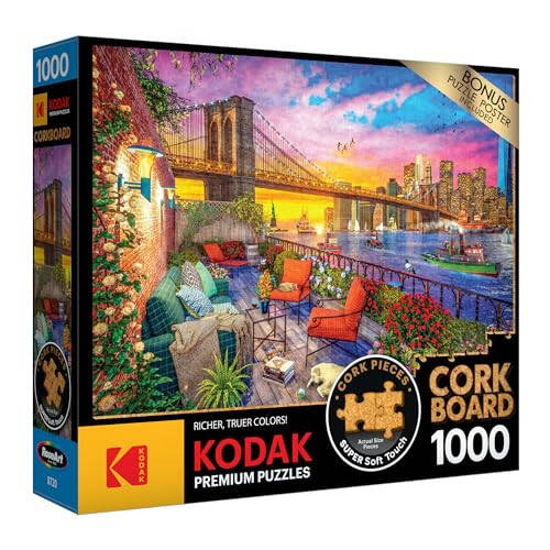 RoseArt - Kodak Premium Mantar - Manhattan Balkon Günbatımı - 1000 Parça Yetişkinler İçin Yapboz - 2