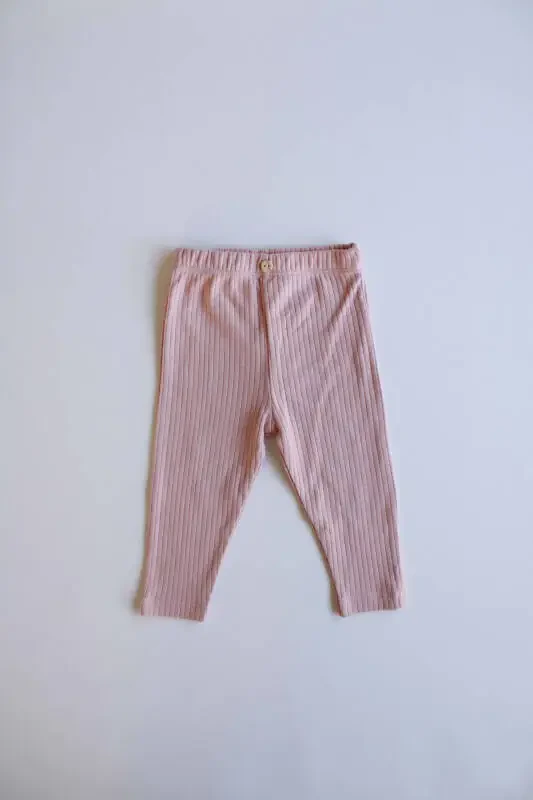 Rosebud Ribbed Baby Leggings - 1