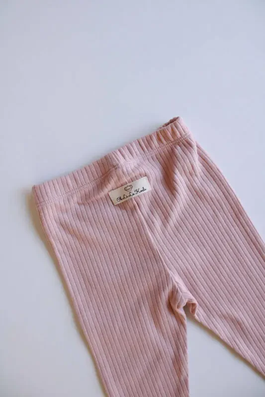 Rosebud Ribbed Baby Leggings - 3