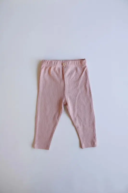 Rosebud Ribbed Baby Leggings - 6