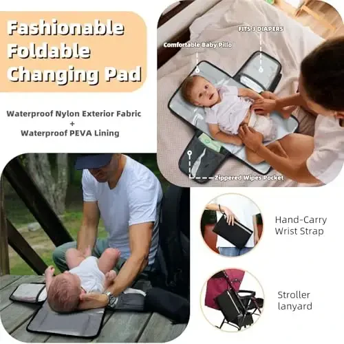 ROSEGIN Diaper Bag Backpack with Changing Pad Pacifier Case, Baby Bag for Boy Girl Toddler - Large, Stylish, Waterproof Travel Diaper Bag for Mom - Baby Shower Gifts - Black - 4