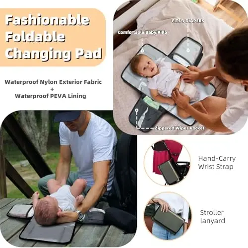 ROSEGIN Diaper Bag Backpack with Changing Pad, Pacifier Case, Baby Bag for Boy Girl Toddler - Large, Stylish, Waterproof Travel Quilted Diaper Bag for Mom - Baby Shower - Cheetah - 5