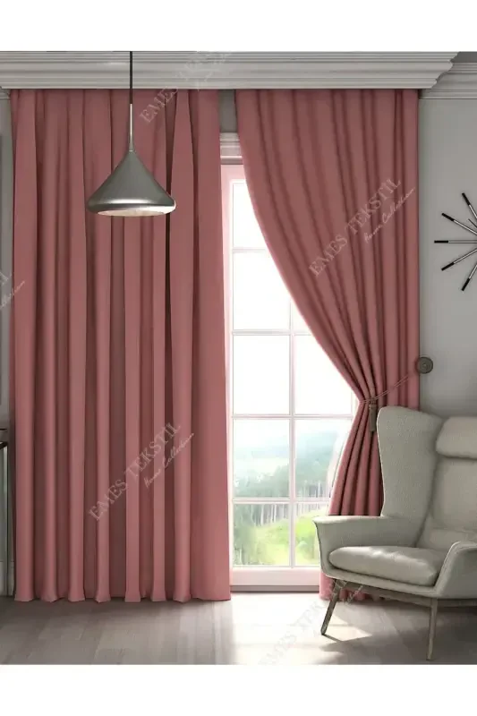 Роскошь, Пудра Blackout Плотная Затемняющая Солнцезащитная Штора (Ш X В БЕЗ СКЛАДОК ОДНО ПОЛОТНО) - Пудра - 1