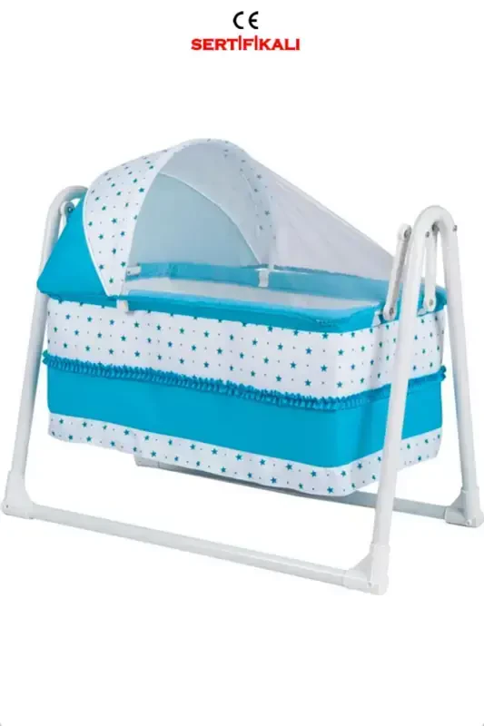 Роскошная портативная качающаяся корзина-колыбель гамак-голубой - POLLY BABY