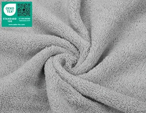 Роскошные махровые салфетки для ванной American Soft Linen, 600 GSM, 100% хлопок, набор из 4 турецких салфеток 33х33 см для тела и лица, светло-серые - 3