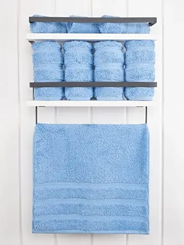 Роскошные полотенца для рук American Soft Linen для ванной, 600 г/м², размер 16x28, 100% турецкий хлопок, набор из 4 полотенец для рук и лица, небесно-голубые - AMERICAN SOFT LINEN (1)