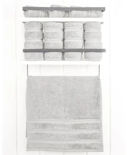 Роскошные полотенца для ванной American Soft Linen, плотность 600 г/м², размер 16х28, 100% турецкий хлопок, набор из 4 полотенец для рук и лица, серебристо-серые - 2