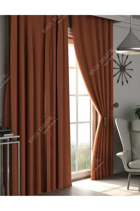 Роскошный, Кирпич - Корица Blackout Плотная Затемняющая Солнцезащитная Штора (Ш X В БЕЗ СКЛАДОК ОДНО ПОЛОТНО)-Кирпич - 4