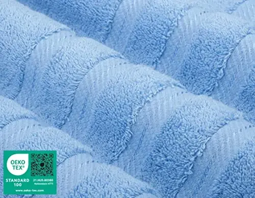 Роскошный набор из 6 полотенец American Soft Linen, 2 банных полотенца, 2 полотенца для рук, 2 салфетки, 600 GSM, 100% хлопок, турецкие полотенца для ванной, небесно-голубой - 4
