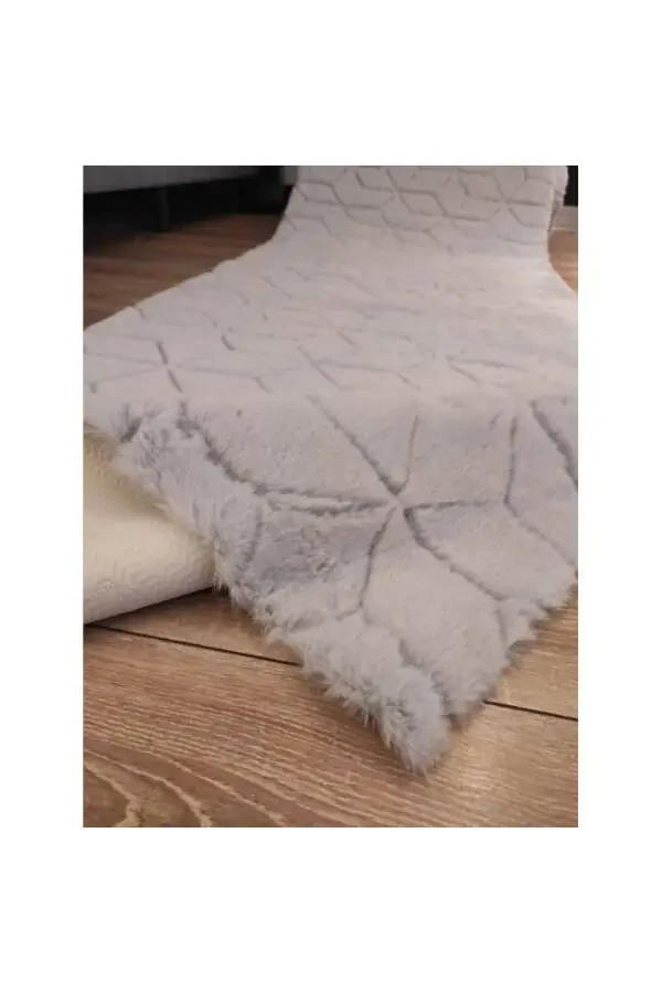 Роскошный нескользящий пушистый коврик Comfort-diamond Шелковый серый - 5