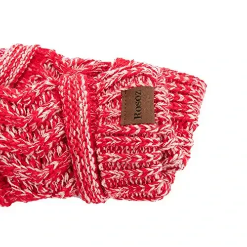 Rosoz 1&2 Packs Ayollar uchun Ponytail Beanie, Qishki iliq Beanie Dum Yumshoq Stretch Kabel Trikotaj Tartibsiz Yuqori Tugunli Shlyapa - 5