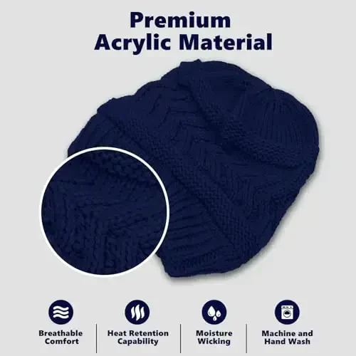 Rosoz 1&2 Packs Ayollar uchun Ponytail Beanie, Qishki iliq Beanie Tail Yumshoq cho'ziluvchan kabel trikotaj Messy High Bun Shlyapa - 4