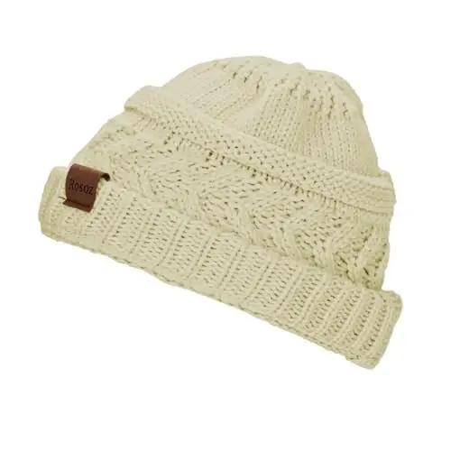 Rosoz 1&2 Packs Ayollar uchun Ponytail Beanie, Qishki Issiq Beanie Dum Yumshoq Stretch Kabel Triko Tartibsiz Yuqori Soch Turmagi Shlyapa - 6