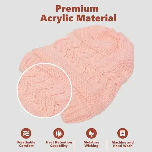 Rosoz 1&2 Packs Ayollar uchun Ponytail Beanie, Qishki Issiq Beanie Quyruq Yumshoq Cho'ziluvchan Kabel Trikotaj Tartibsiz Yuqori Bun Shlyapa - 4