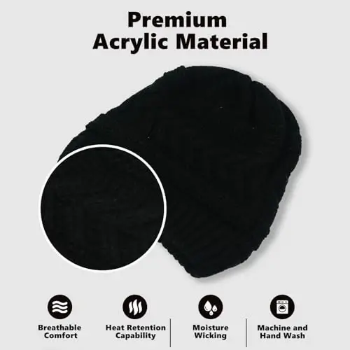 Rosoz 1&2 Packs Ayollar uchun Ponytail Beanie, Qishki Issiq Beanie Tail Yumshoq Stretch Kabel Trikotaj Tartibsiz Yuqori Bun Shlyapa - 4