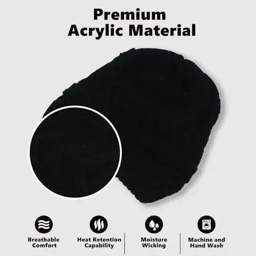 Rosoz 1&2 Packs Ayollar uchun Ponytail Beanie, Qishki Issiq Beanie Tail Yumshoq Stretch Kabel Trikotaj Tartibsiz Yuqori Bun Shlyapa - 4