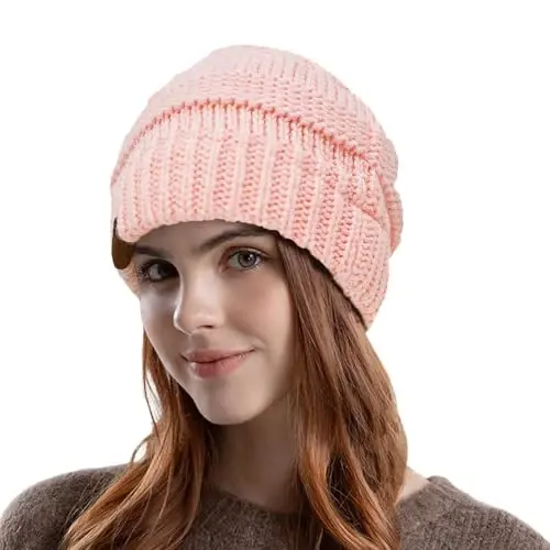 Rosoz 1&2 Packs Ponytail Beanie for Women,Winter Warm Beanie Tail Soft Stretch Cable Knit Messy High Bun Hat 