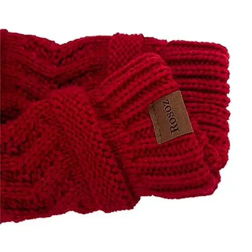 Rosoz 1&2 Packs Ponytail Beanie for Women,Winter Warm Beanie Tail Soft Stretch Cable Knit Messy High Bun Hat - 4