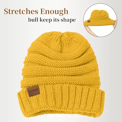 Rosoz 1&2pack Womens Winter Hats Slouchy Beanies Knit Warm Winter Beanie Hats for Women Skull Warm Cap - 2