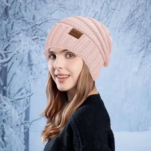 Rosoz 1&2pack Womens Winter Hats Slouchy Beanies Knit Warm Winter Beanie Hats for Women Skull Warm Cap - 4