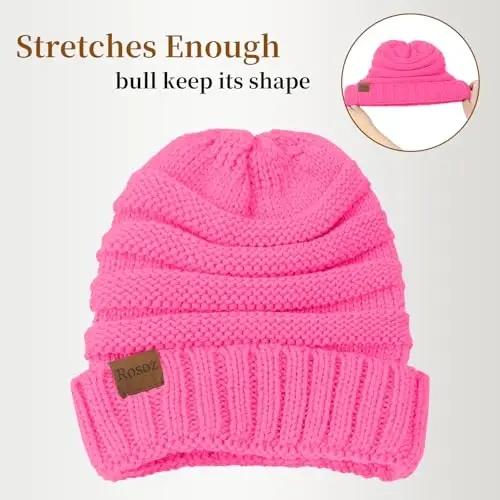 Rosoz 1&2pack Womens Winter Hats Slouchy Beanies Knit Warm Winter Beanie Hats for Women Skull Warm Cap - Modazone (1)