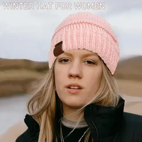 Rosoz 1&2 Packs Ponytail Beanie for Women,Winter Warm Beanie Tail Soft Stretch Cable Knit Messy High Bun Hat - 6