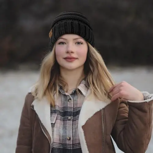 Rosoz 1&2pack Ayollar Qishki Shlyapalar Bo'shashgan Beanies Trikotaj Issiq Qishki Shlyapalar Ayollar uchun Bosh Suyagi Issiq Shapka - 5