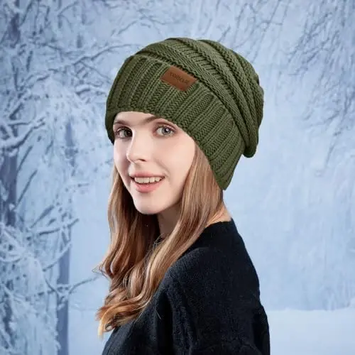 Rosoz 1&2pack Ayollar Qishki Shlyapalar Bo'shashgan Beanies Trikotaj Issiq Qishki Shlyapalar Ayollar uchun Bosh Suyagi Issiq Shapka - 6