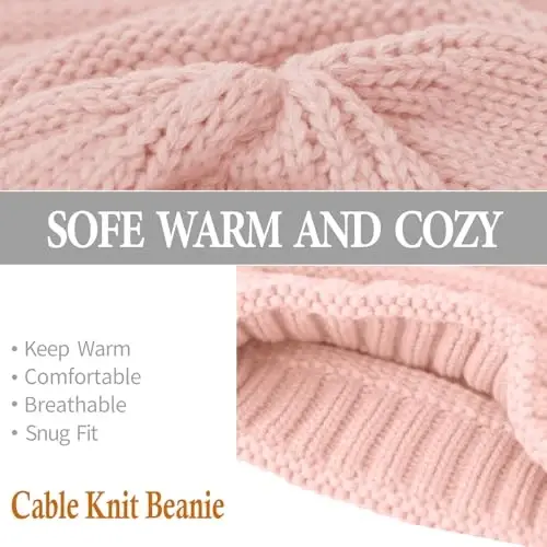 Rosoz 1&2pack Ayollar Qishki Shlyapalar Yumshoq Shapka Trikotajli Issiq Qishki Shapka Ayollar uchun Bosh suyagi Issiq Shapka - 3