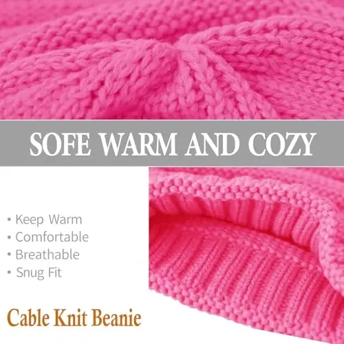 Rosoz 1&2pack Ayollar Qishki Shlyapalar Yumshoq Triko Qishki Issiq Shlyapalar Ayollar uchun Bosh Suyagi Issiq Qalpog'i - 3