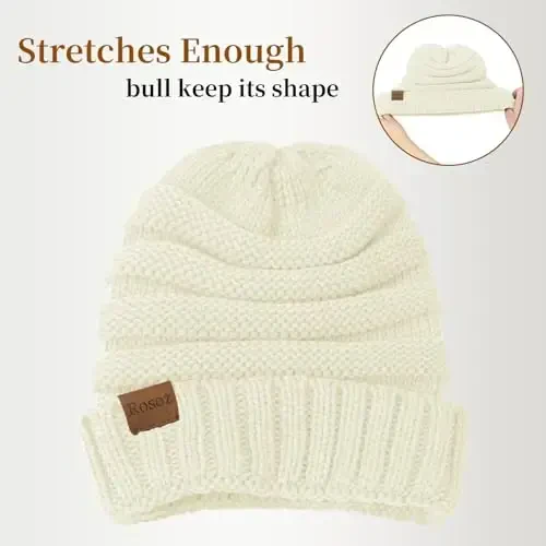 Rosoz 1&2pack Womens Winter Hats Slouchy Beanies Knit Warm Winter Beanie Hats for Women Skull Warm Cap - 3