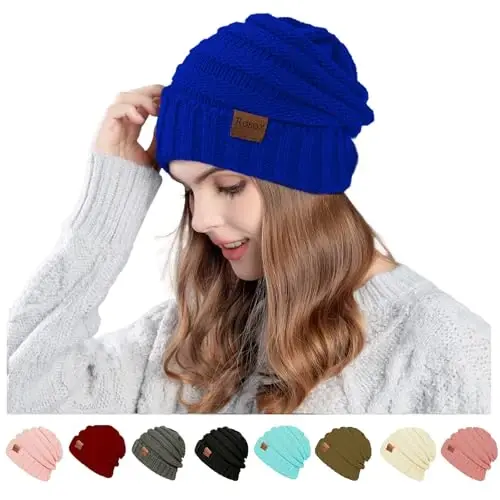 Rosoz 1&2pack Womens Winter Hats Slouchy Beanies Knit Warm Winter Beanie Hats for Women Skull Warm Cap - 1