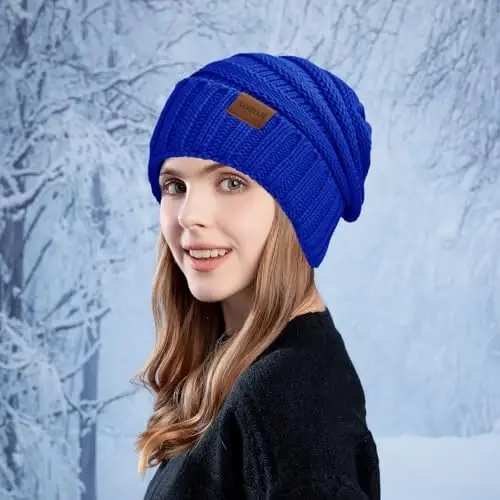 Rosoz 1&2pack Womens Winter Hats Slouchy Beanies Knit Warm Winter Beanie Hats for Women Skull Warm Cap - 4