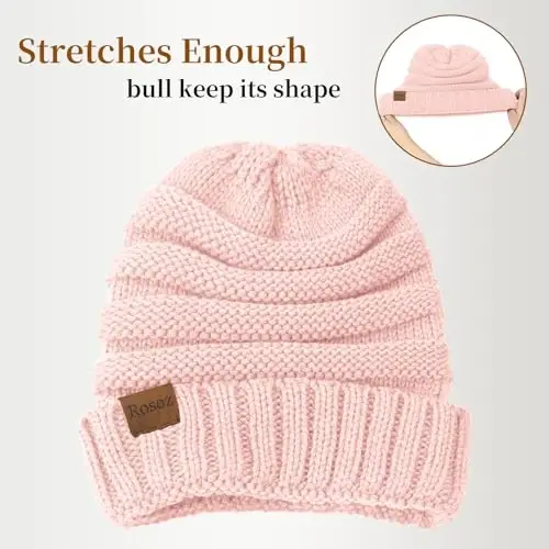 Rosoz 1&2pack Womens Winter Hats Slouchy Beanies Knit Warm Winter Beanie Hats for Women Skull Warm Cap - 2