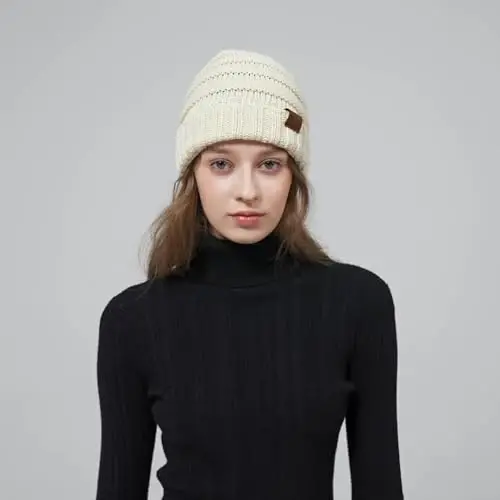 Rosoz 1&2pack Womens Winter Hats Slouchy Beanies Knit Warm Winter Beanie Hats for Women Skull Warm Cap - 6