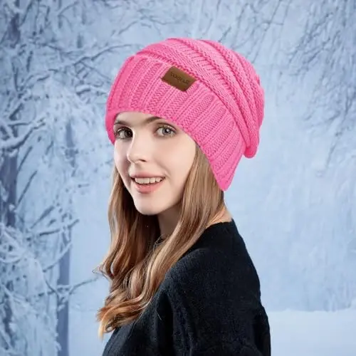 Rosoz 1&2pack Womens Winter Hats Slouchy Beanies Knit Warm Winter Beanie Hats for Women Skull Warm Cap - 4