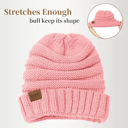 Rosoz 1&2pack Womens Winter Hats Slouchy Beanies Knit Warm Winter Beanie Hats for Women Skull Warm Cap - 3