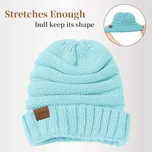 Rosoz 1&2pack Womens Winter Hats Slouchy Beanies Knit Warm Winter Beanie Hats for Women Skull Warm Cap - 3