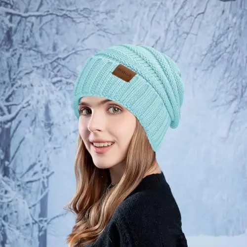 Rosoz 1&2pack Womens Winter Hats Slouchy Beanies Knit Warm Winter Beanie Hats for Women Skull Warm Cap - 5